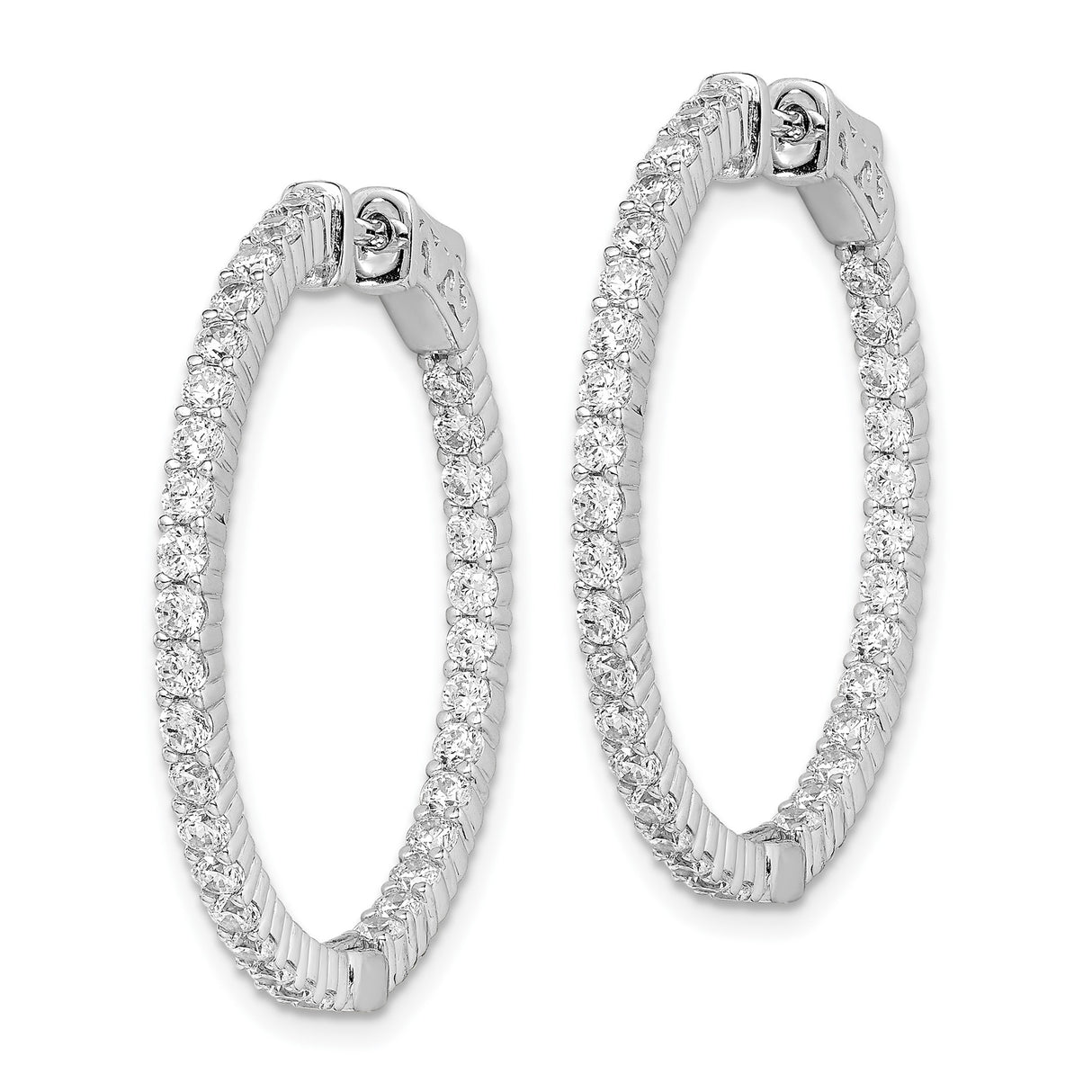 Sterling Silver Hoop Earrings with Cubic Zirconia and Latch-Back Closure for Women