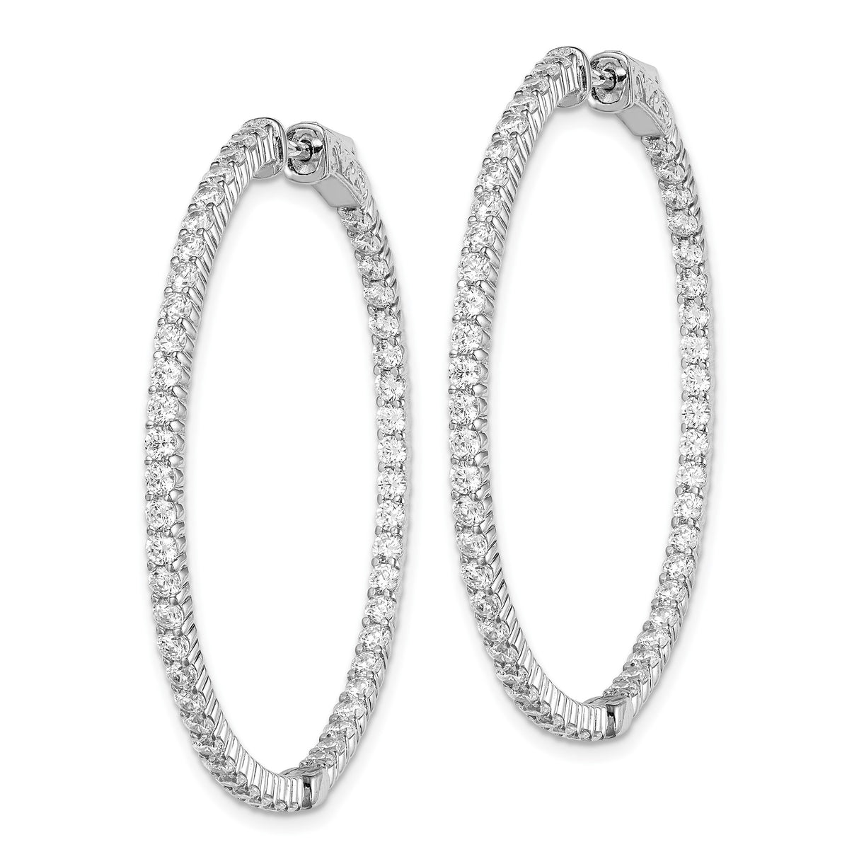 Sterling Silver Hoop Earrings with Cubic Zirconia, Large Round Statement Design