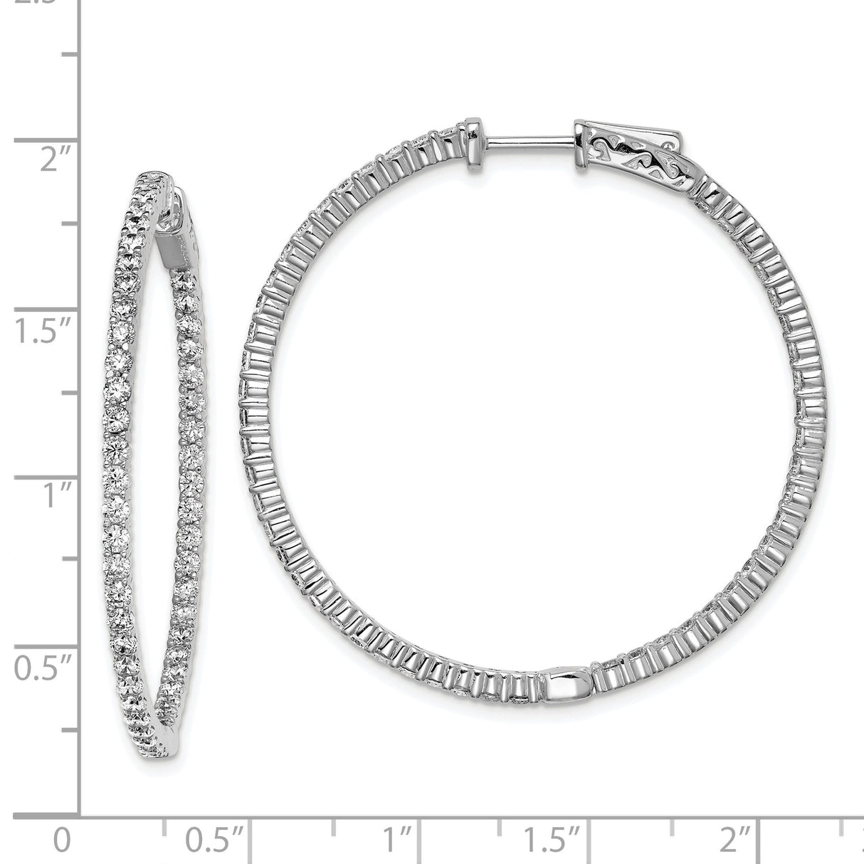 Sterling Silver Hoop Earrings with Cubic Zirconia, Large Round Statement Design