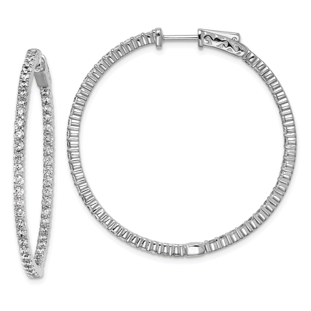 Sterling Silver Hoop Earrings with Cubic Zirconia, Large Round Statement Design