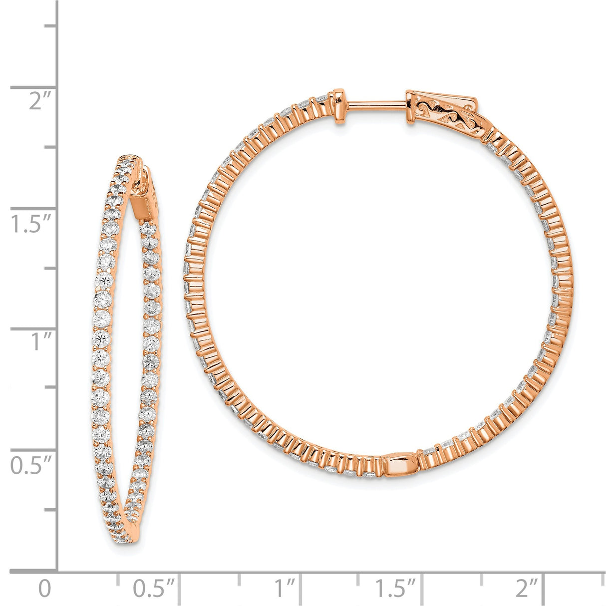 Sterling Silver Rose Gold Plated Hoop Earrings with Cubic Zirconia, Full Circle Design