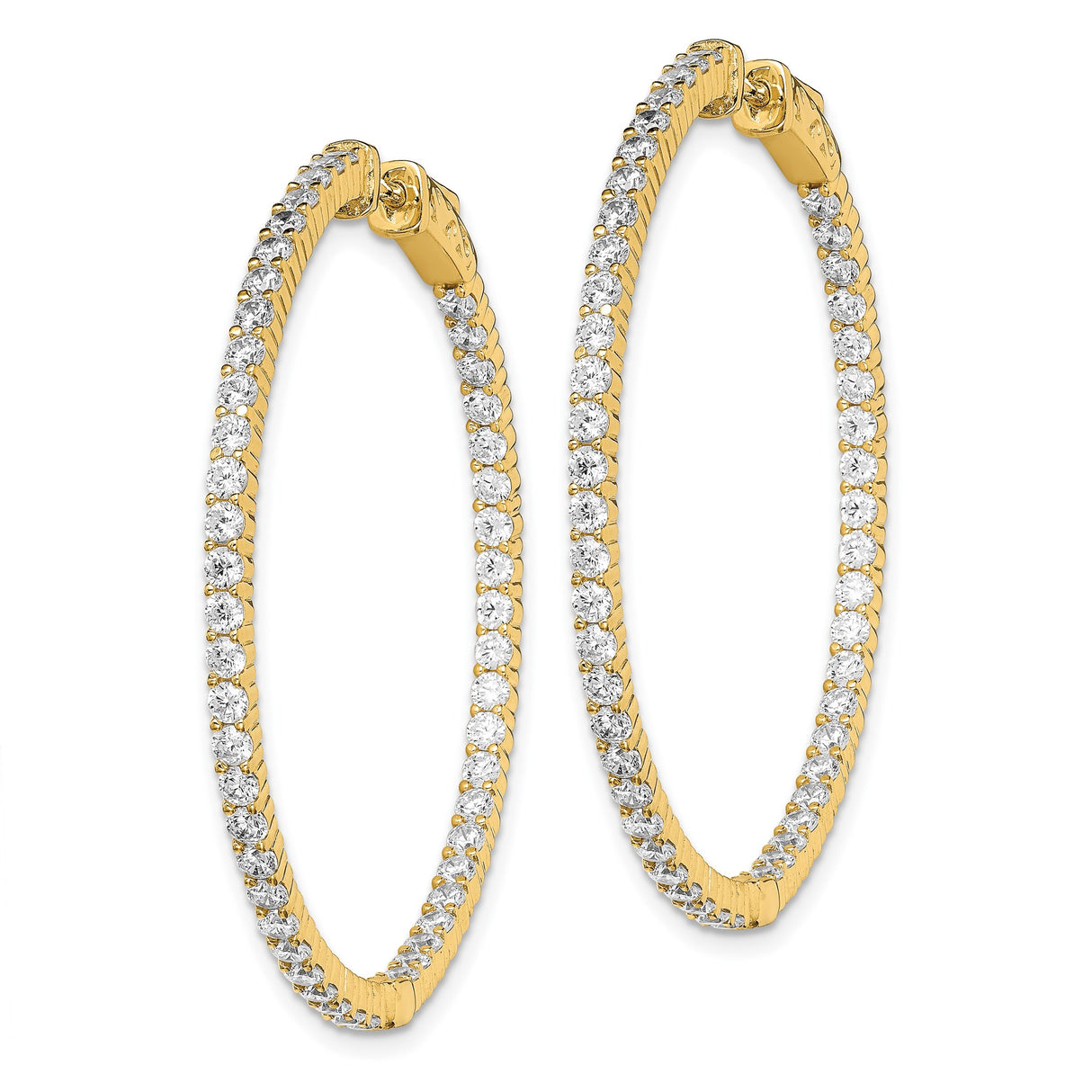 Sterling Silver Hoop Earrings with Round Cut Cubic Zirconia, Full Circle Design for Women