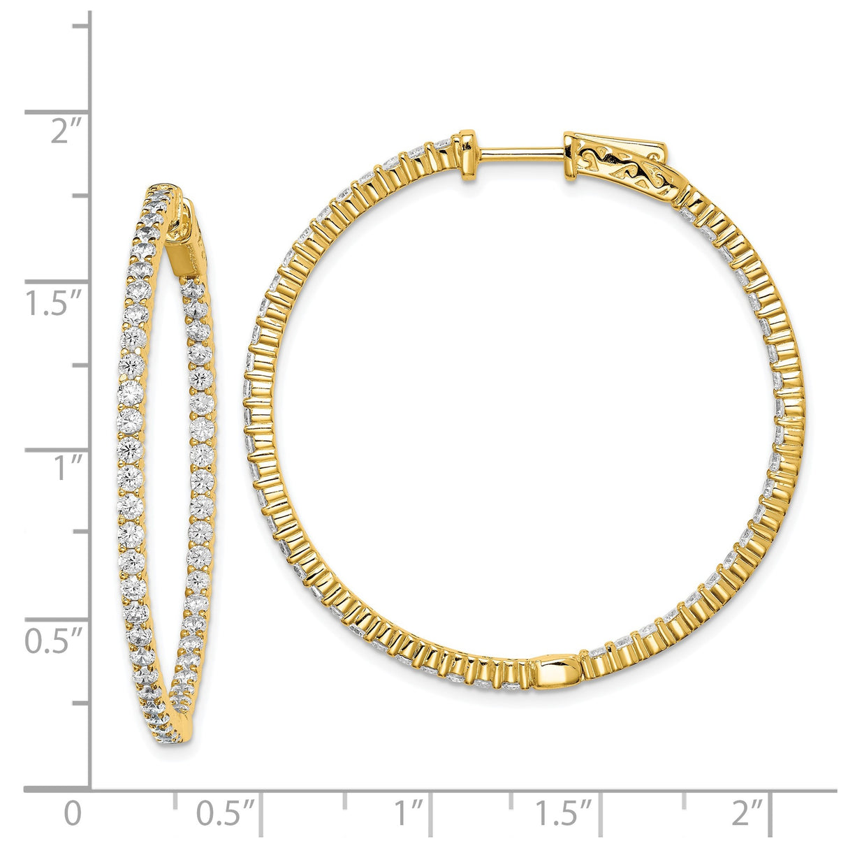 Sterling Silver Hoop Earrings with Round Cut Cubic Zirconia, Full Circle Design for Women