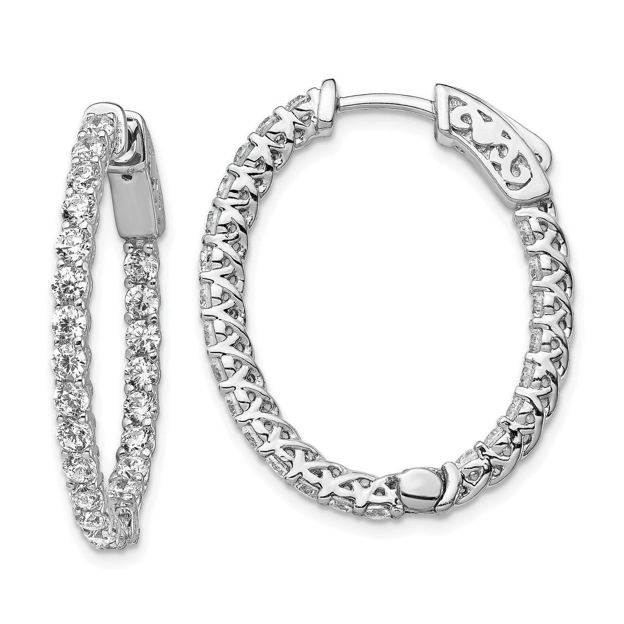 Sterling Silver Hoop Earrings with Cubic Zirconia, Celtic Knot and Eternity Symbol Design