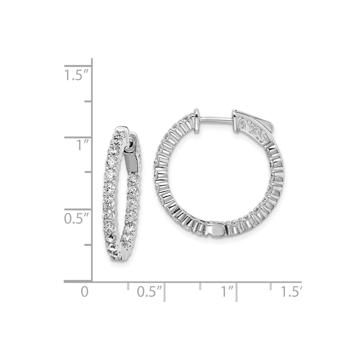 Sterling Silver Hoop Earrings with Cubic Zirconia, Full Eternity Circle Design