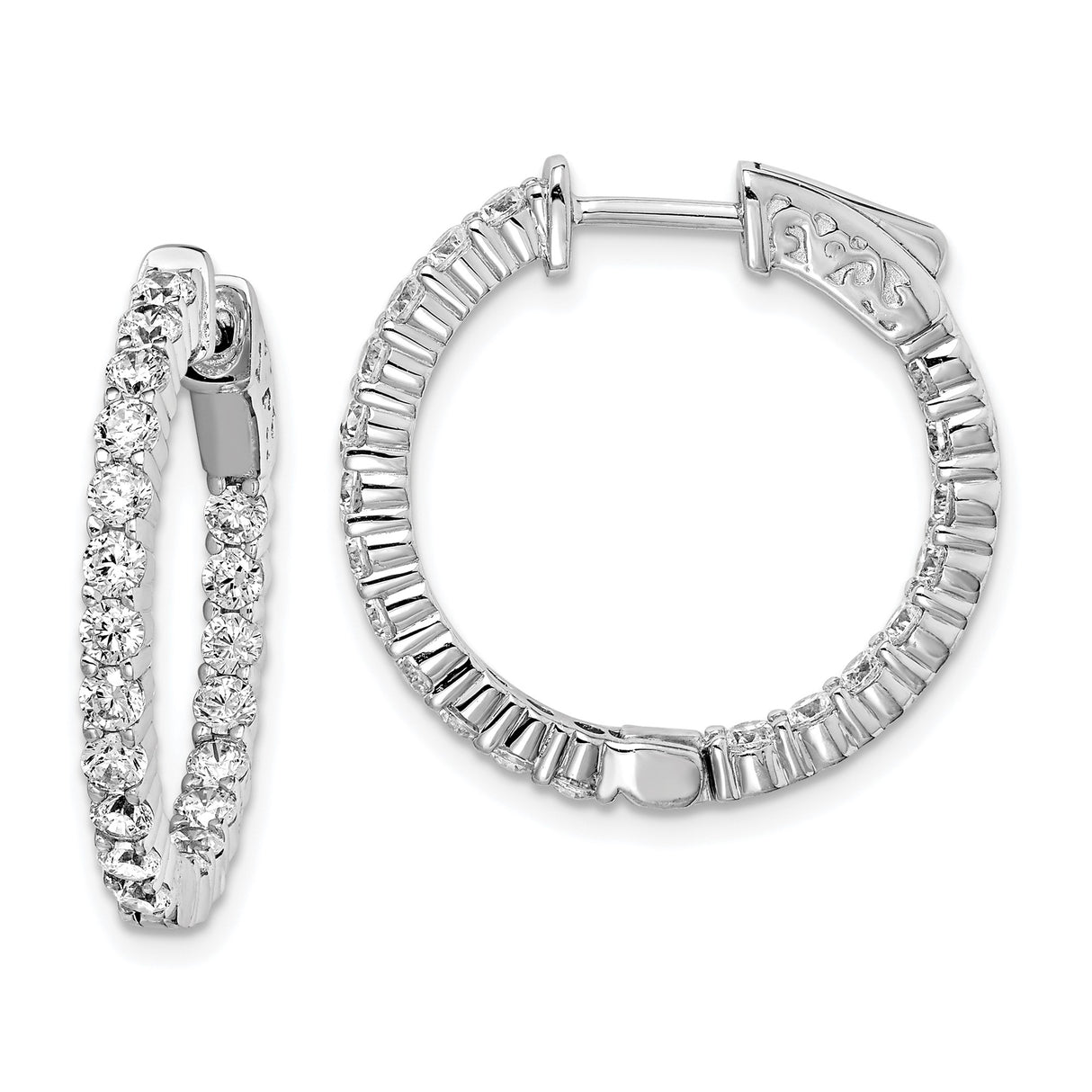 Sterling Silver Hoop Earrings with Cubic Zirconia, Full Eternity Circle Design