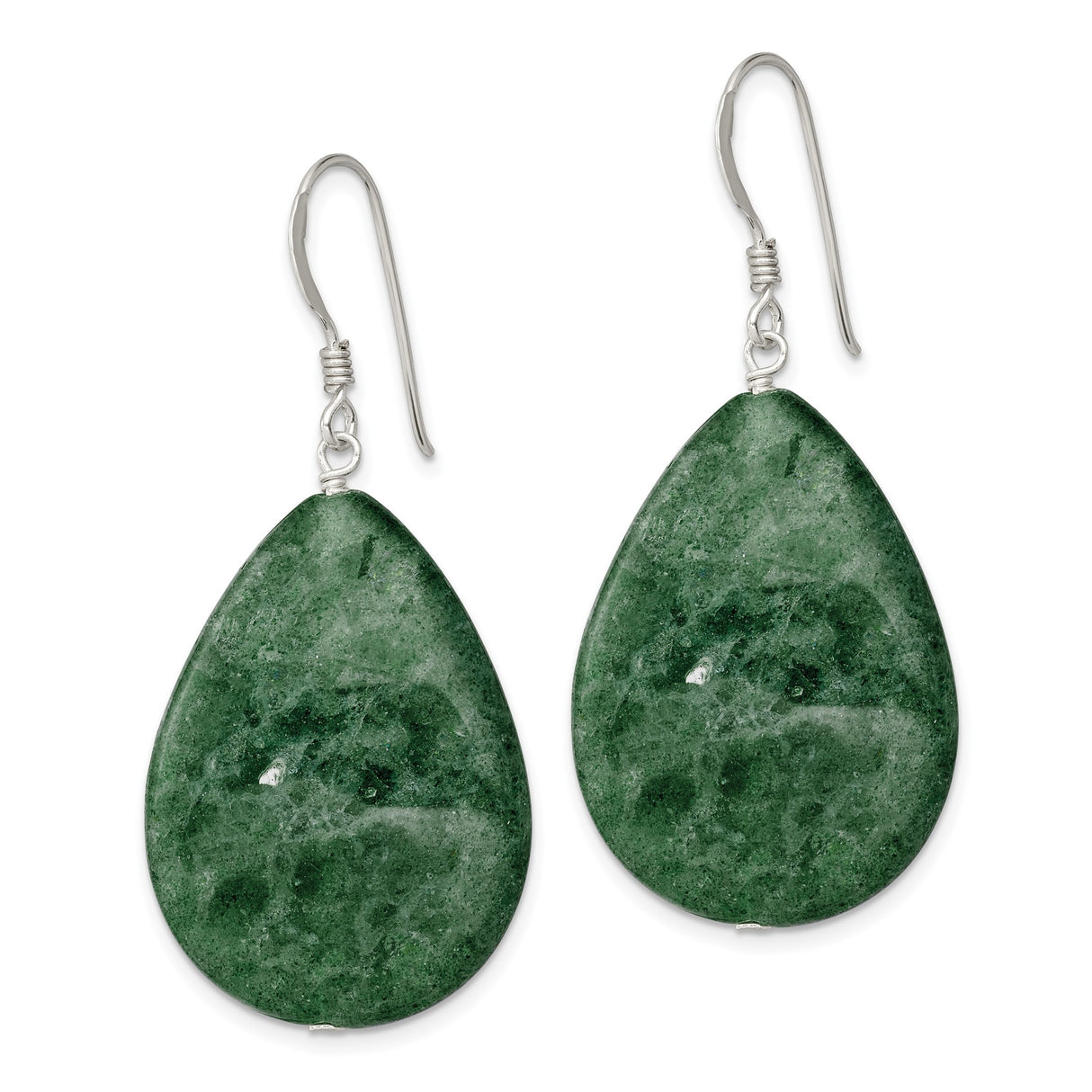 Sterling Silver Dangle Earrings with Aventurine Teardrop, Boho Spiritual Design for Women