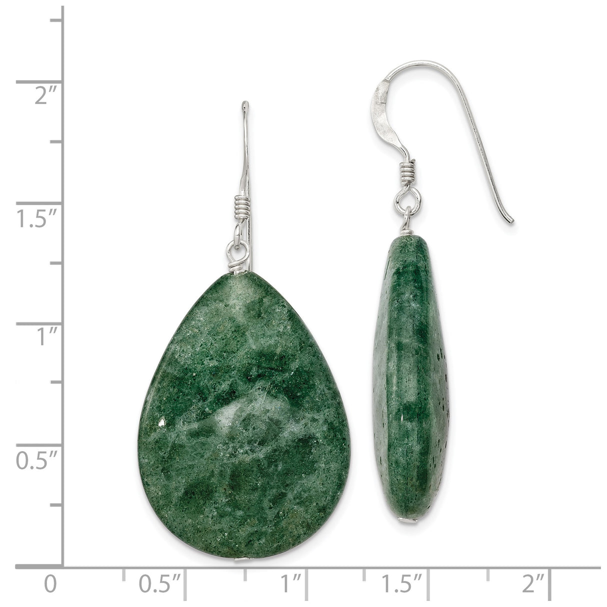 Sterling Silver Dangle Earrings with Aventurine Teardrop, Boho Spiritual Design for Women