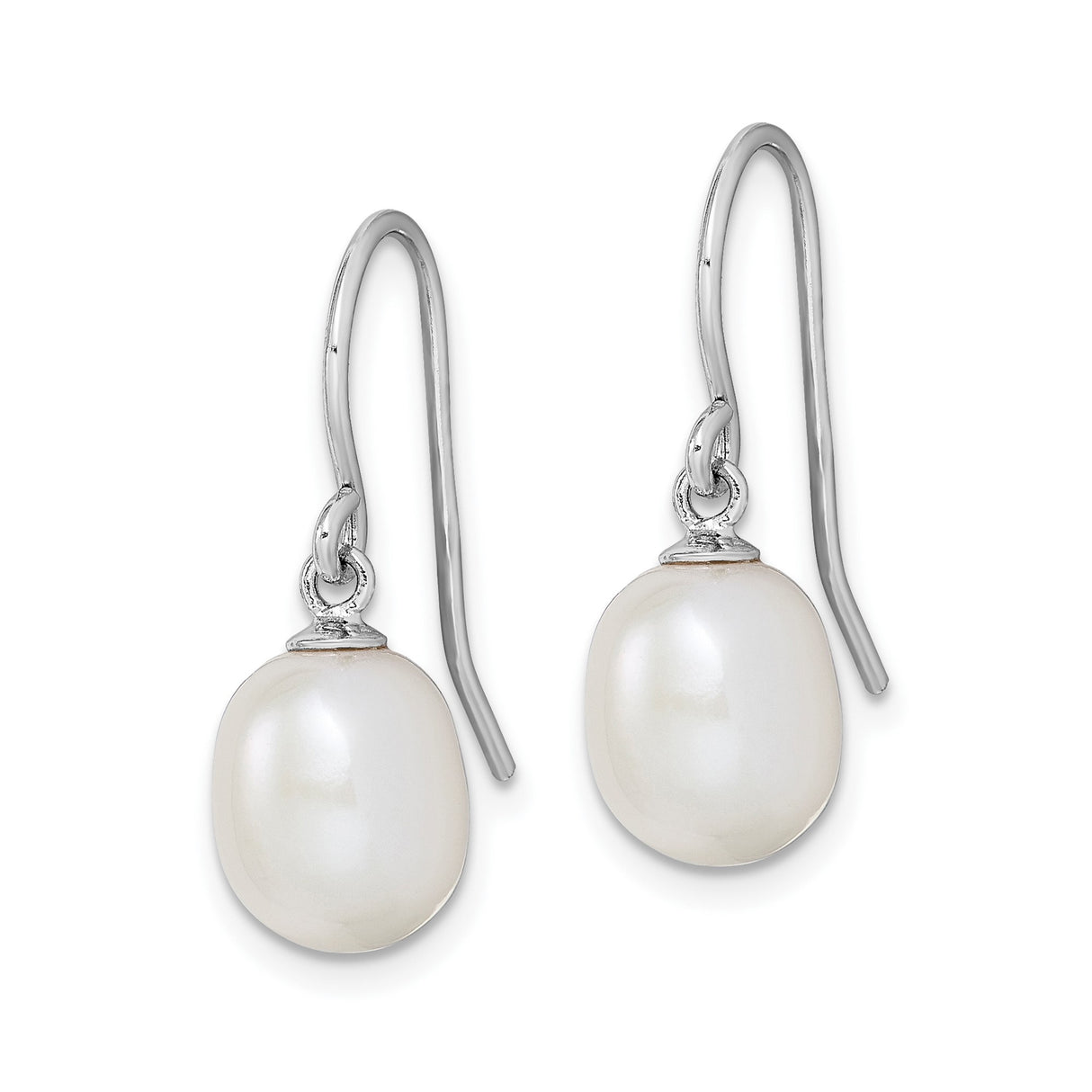 Sterling Silver Dangle Earrings with White Freshwater Pearls, Drop Design for Women