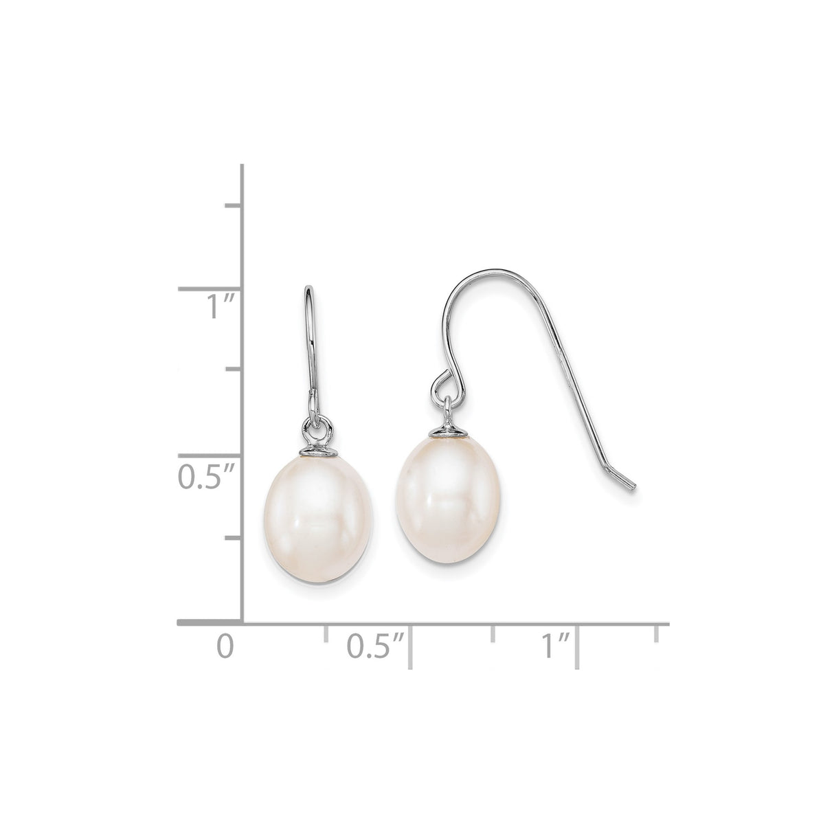 Sterling Silver Dangle Earrings with White Freshwater Pearls, Drop Design for Women