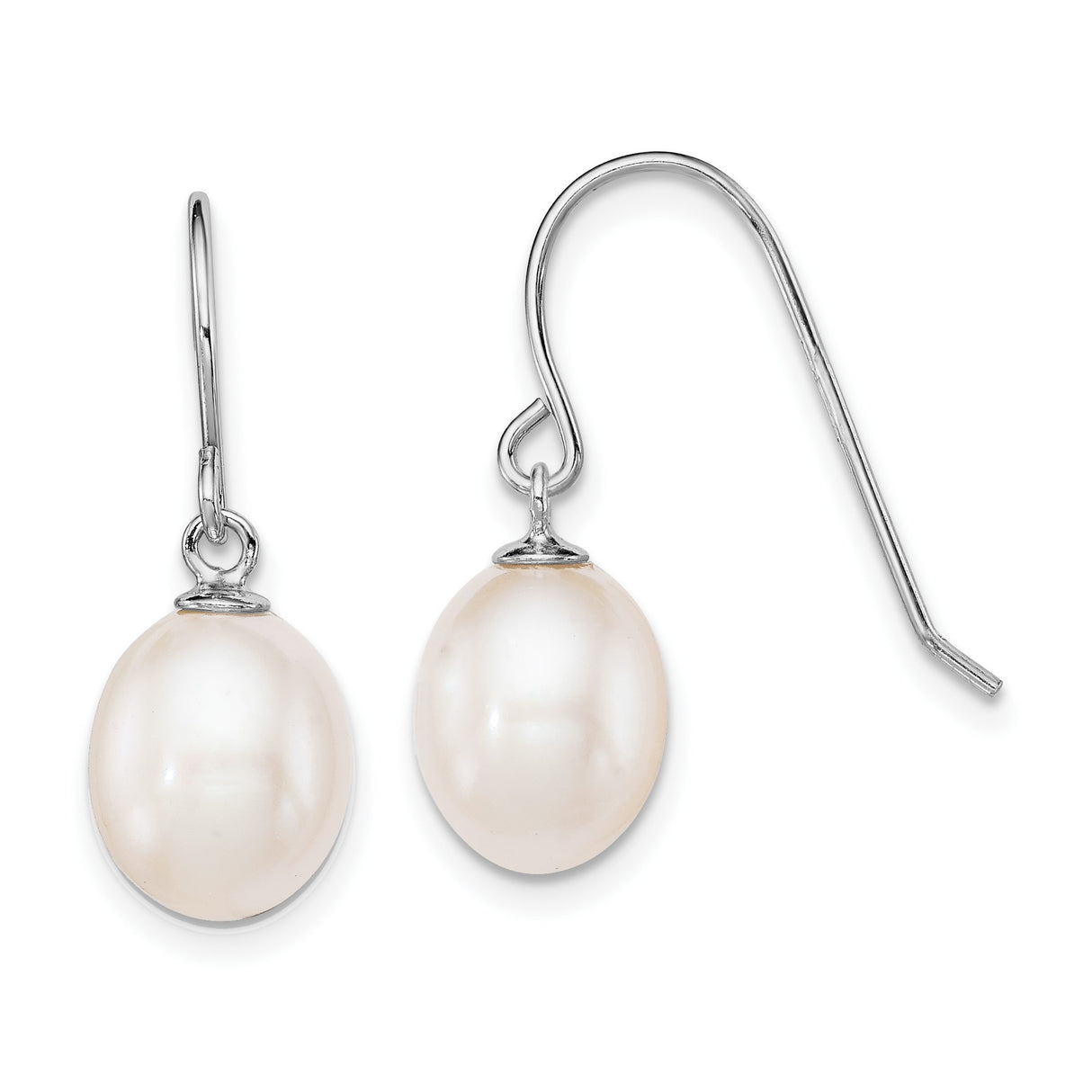 Sterling Silver Dangle Earrings with White Freshwater Pearls, Drop Design for Women