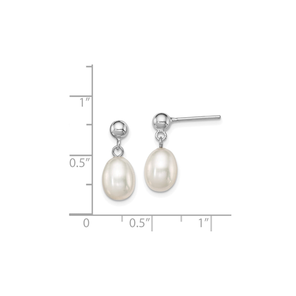 Sterling Silver Drop Earrings with Oval Freshwater Cultured Pearls, Classic Bridal Style
