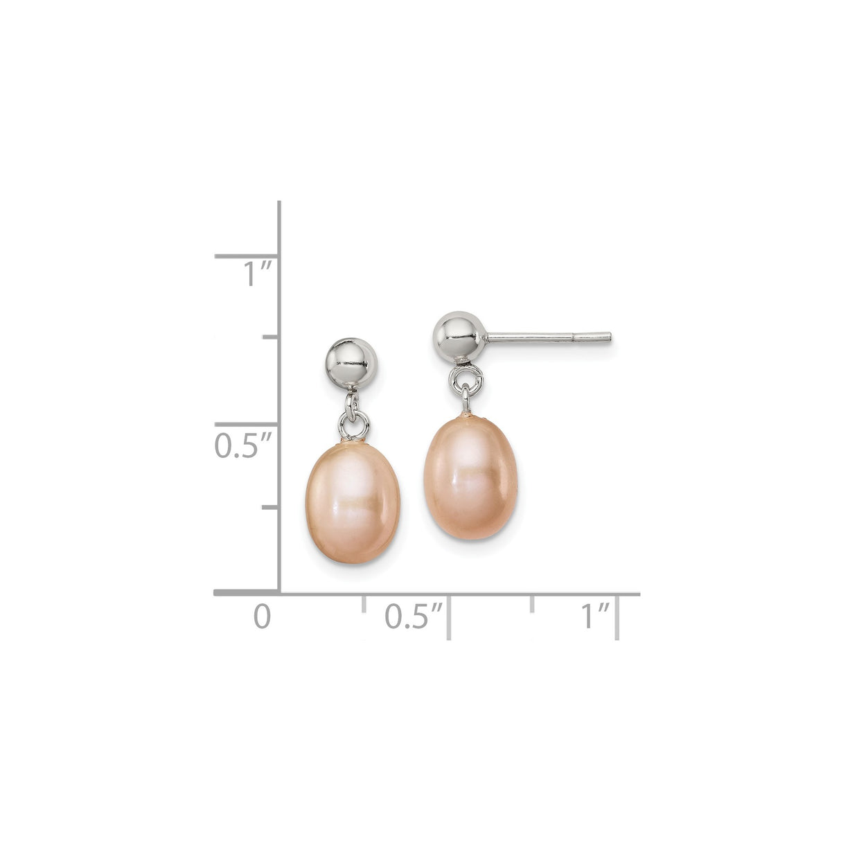 Sterling Silver Dangle Earrings with Pink Freshwater Oval Pearls, Classic Feminine Style