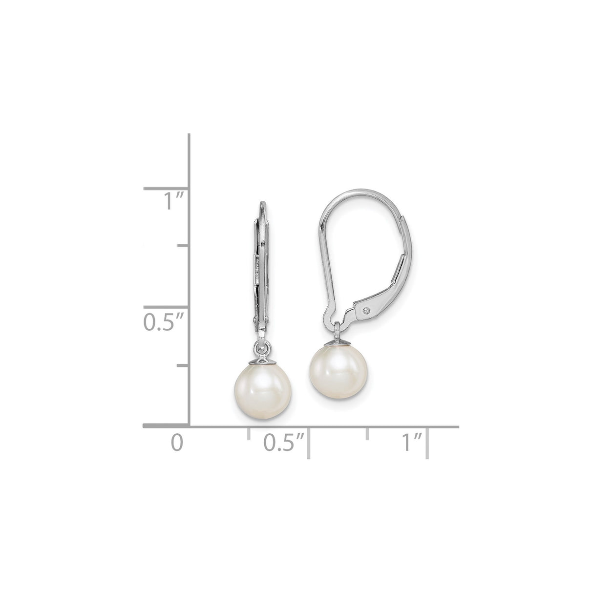 Sterling Silver Drop Earrings with White Freshwater Pearls, Leverback Dangle Design