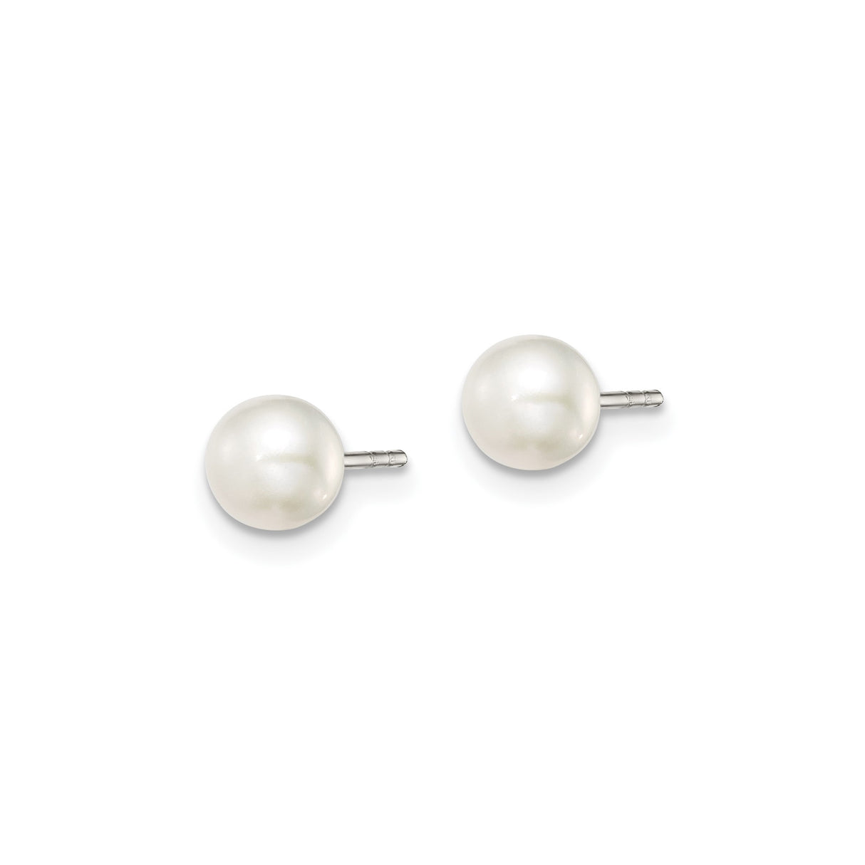 Sterling Silver Pearl Stud Earrings, Classic Round White Button Design for Women