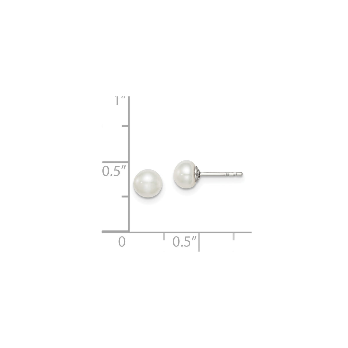 Sterling Silver Pearl Stud Earrings, Classic Round White Button Design for Women
