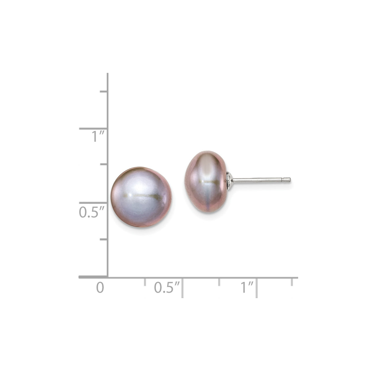 Sterling Silver Stud Earrings with Pink Freshwater Cultured Pearl, Classic Round Button Style
