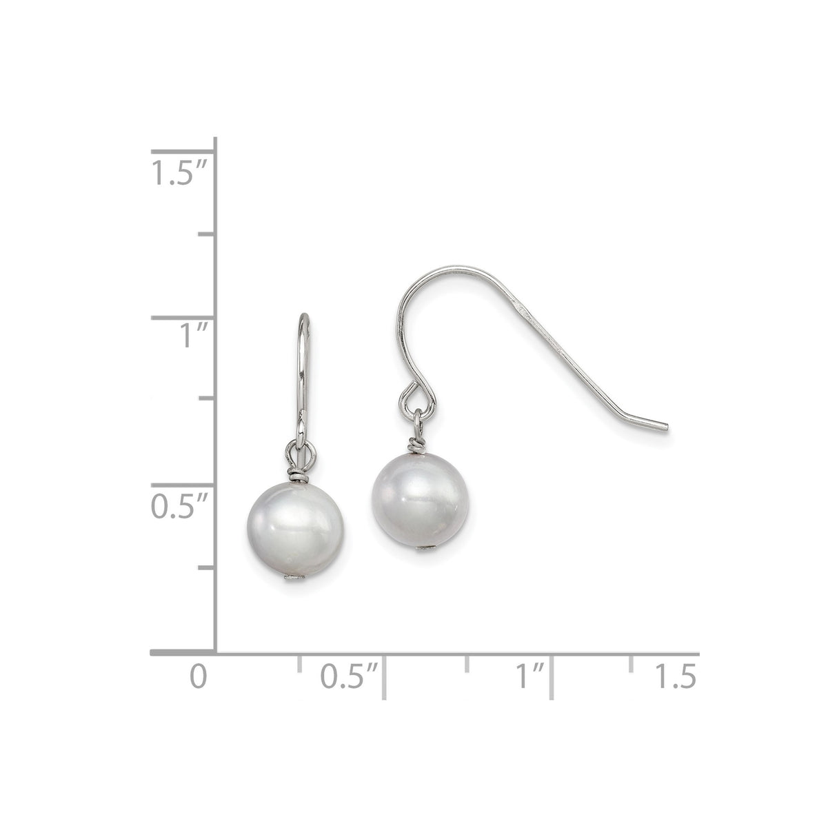 Sterling Silver Dangle Earrings with White Freshwater Pearls, Minimalist Hook Design