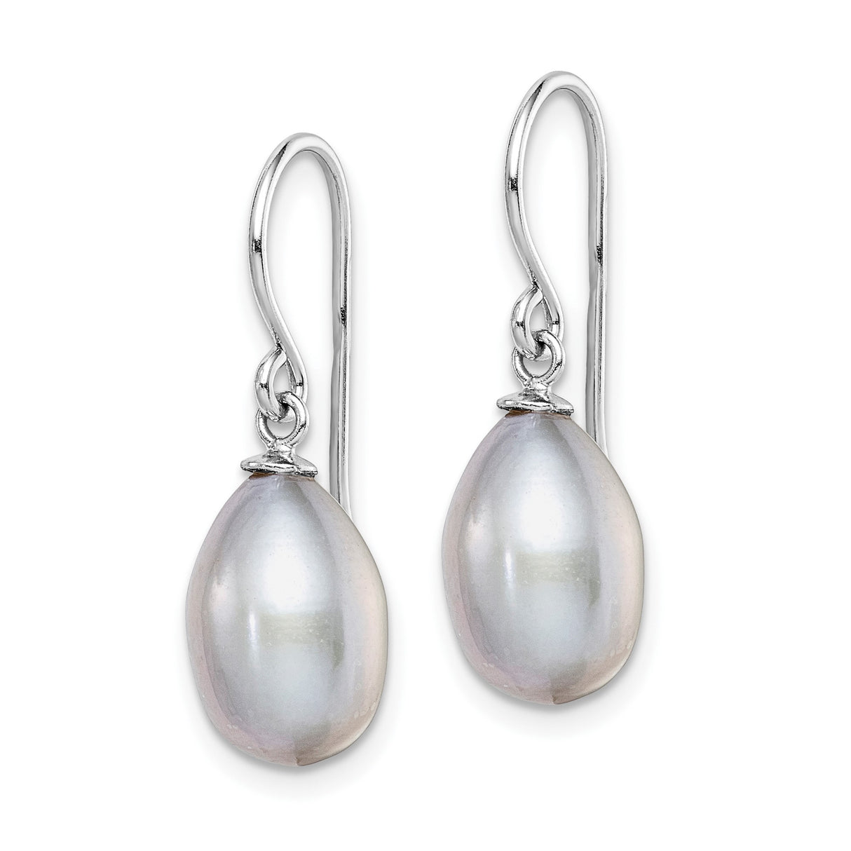 Sterling Silver Drop Earrings with Teardrop White Freshwater Pearls, Classic Dangle Design