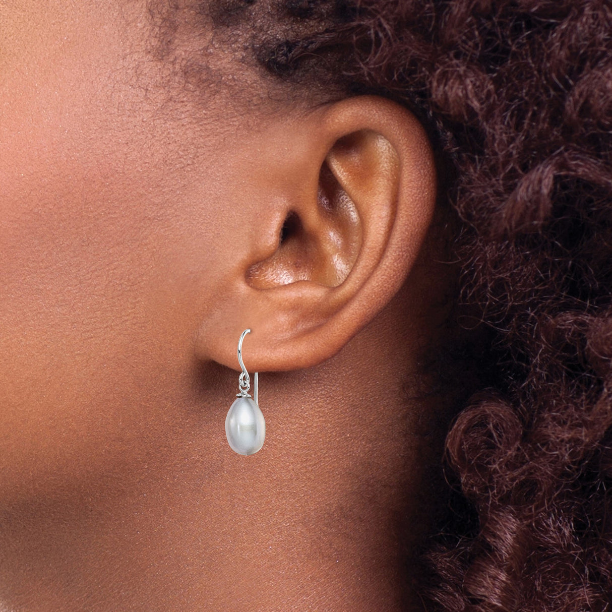 Sterling Silver Drop Earrings with Teardrop White Freshwater Pearls, Classic Dangle Design