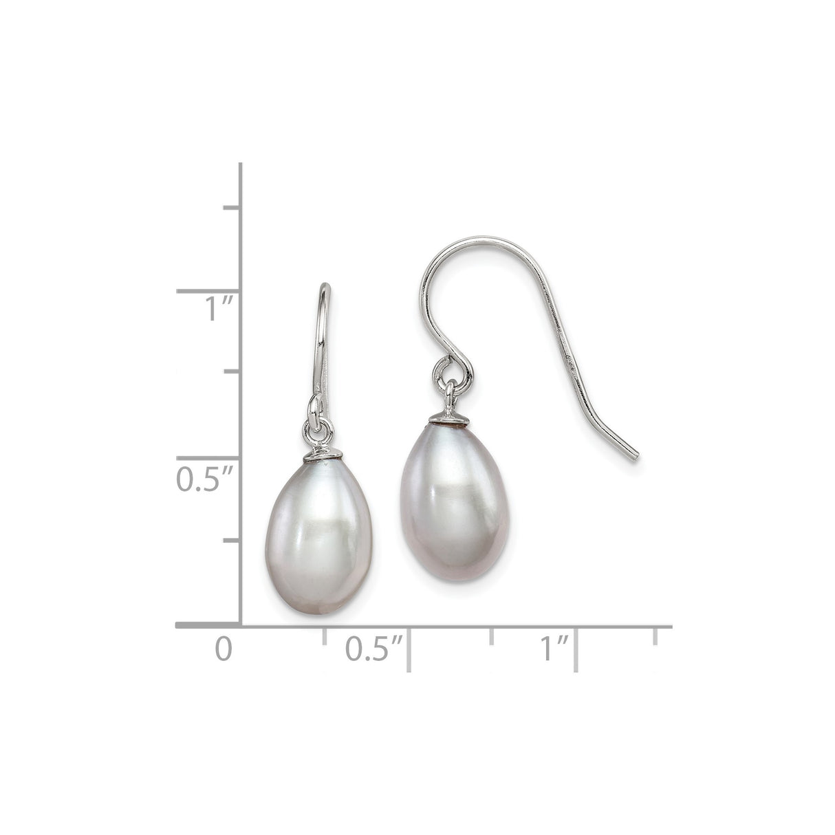 Sterling Silver Drop Earrings with Teardrop White Freshwater Pearls, Classic Dangle Design