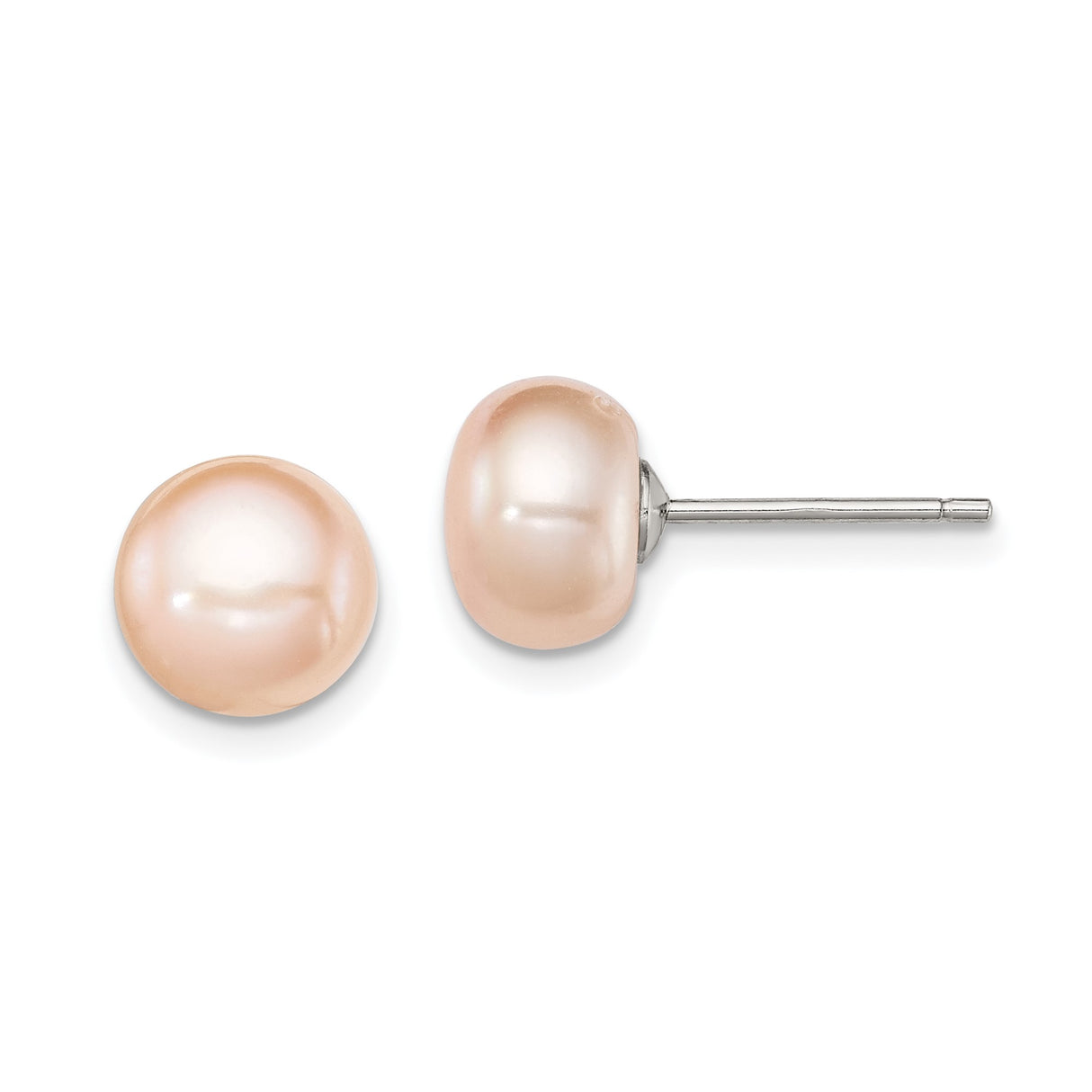 Sterling Silver Stud Earrings with Soft Pink Freshwater Cultured Pearls, Minimalist Style