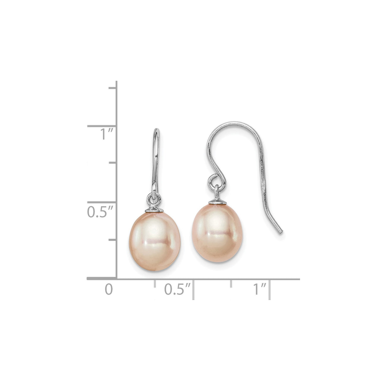Sterling Silver Drop Earrings with Soft Pink Freshwater Cultured Pearls, Classic Bridal Style