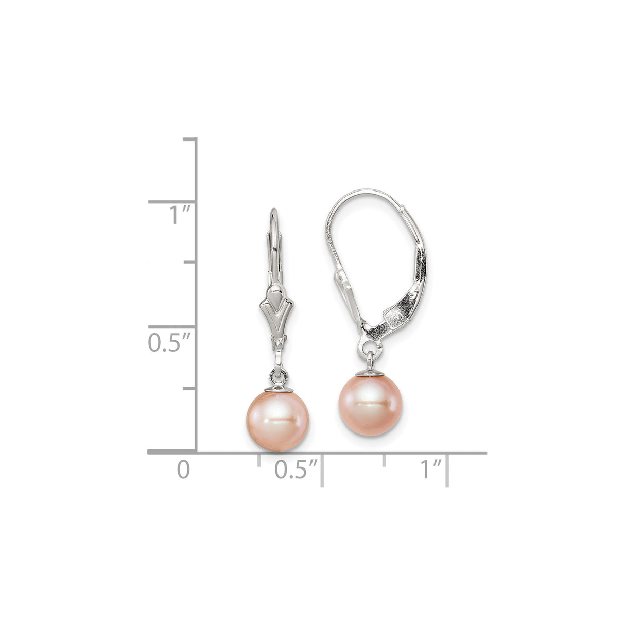 Sterling Silver Drop Earrings with Soft Pink Cultured Freshwater Pearls, Leverback Design