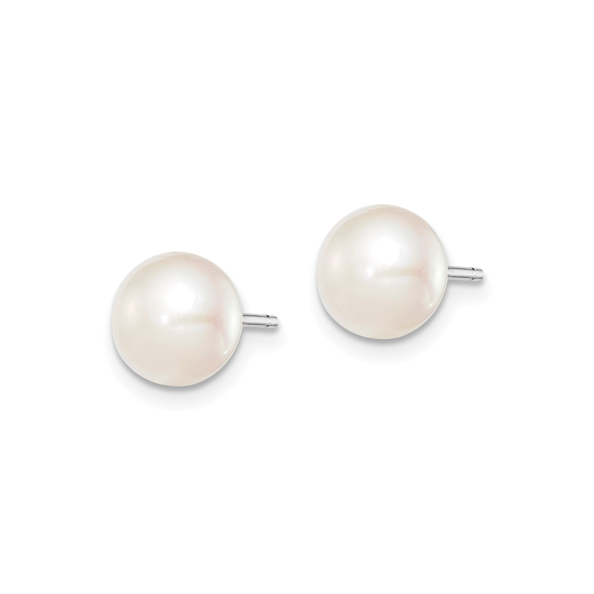 Sterling Silver Pearl Stud Earrings, White Freshwater Cultured Button Design