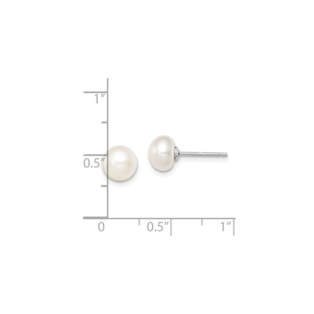Sterling Silver Pearl Stud Earrings, White Freshwater Cultured Button Design