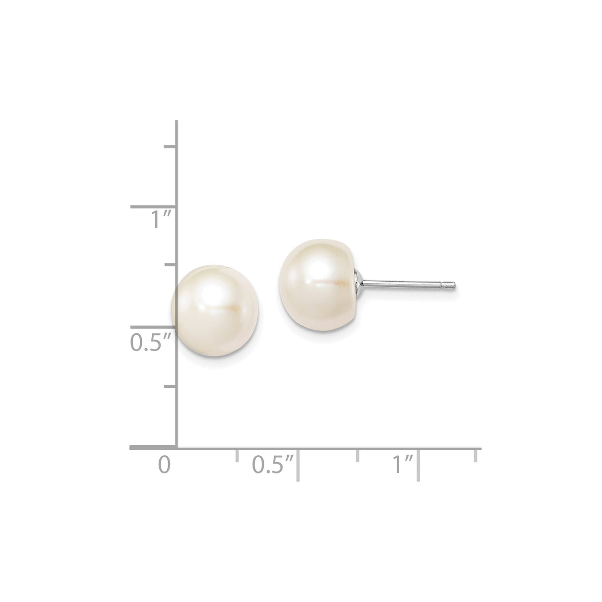 Sterling Silver Pearl Stud Earrings with White Freshwater Cultured Pearls, Classic Round Design