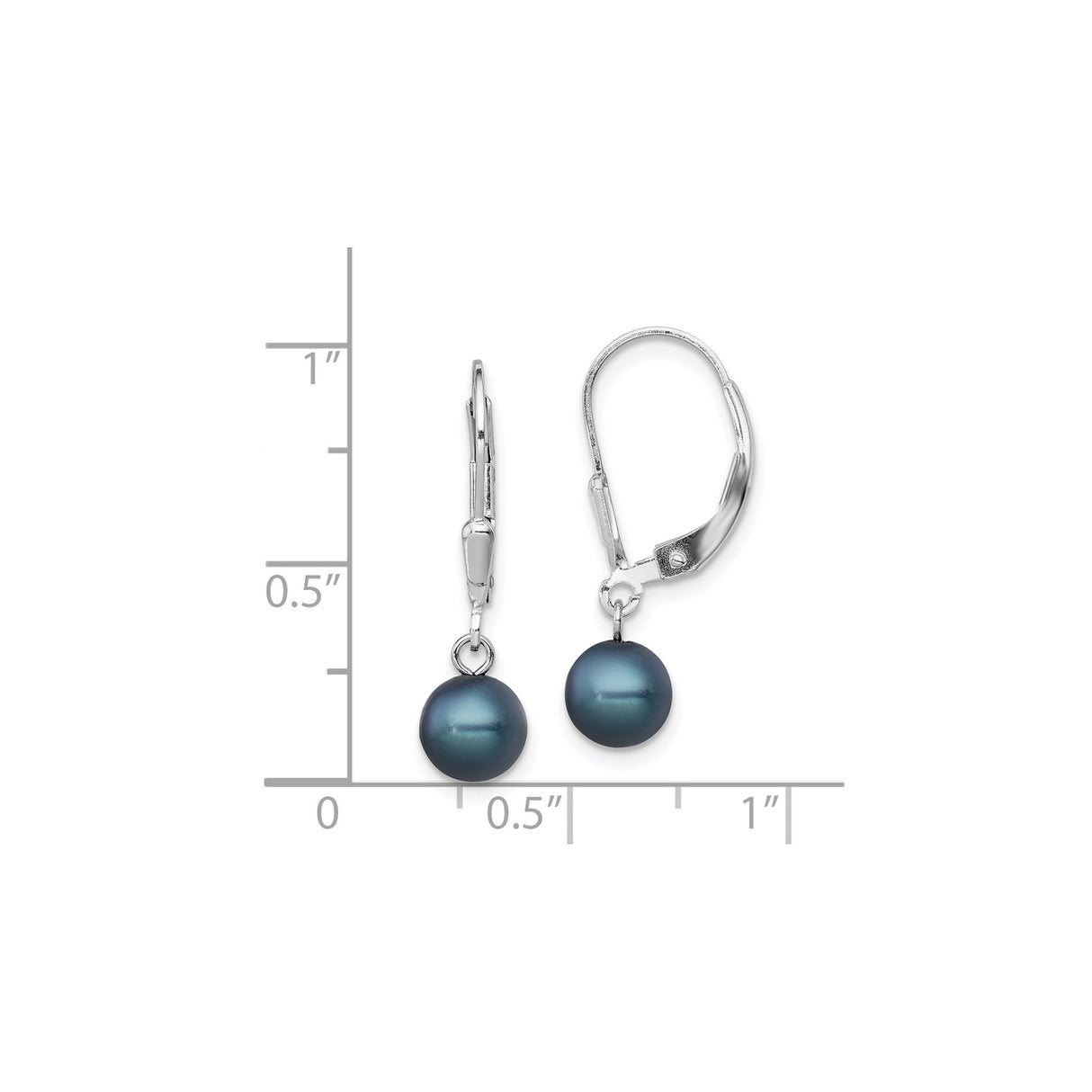 Sterling Silver Leverback Drop Earrings with Dark Freshwater Pearls, Classic Dangle Style