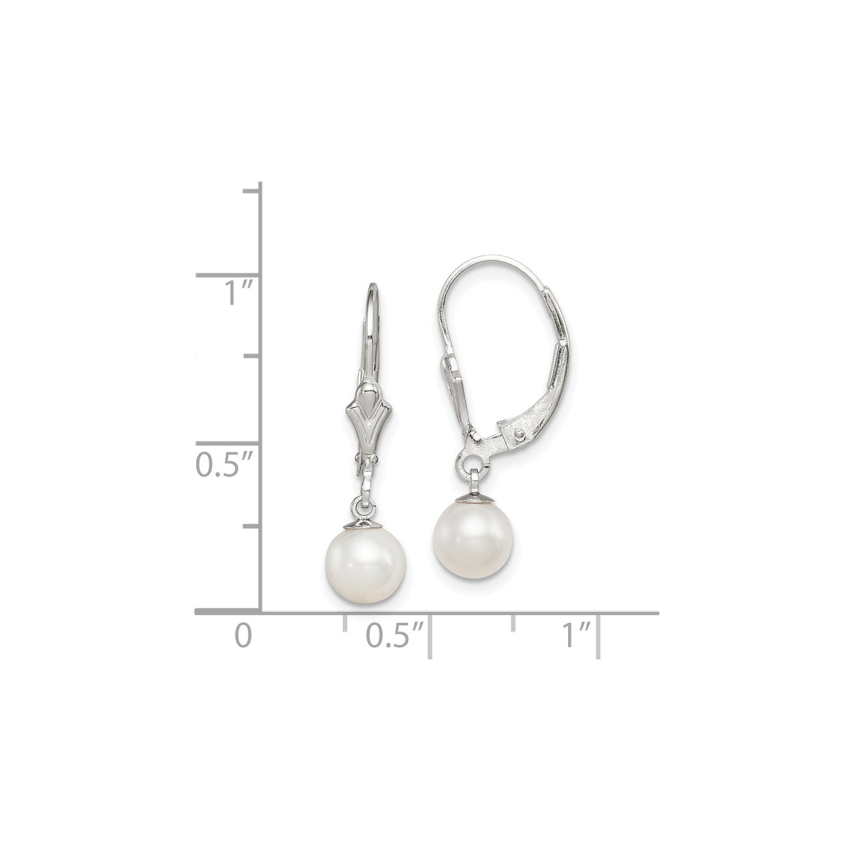 Sterling Silver Drop Earrings with White Freshwater Pearls, Leverback, Long Dangle Design