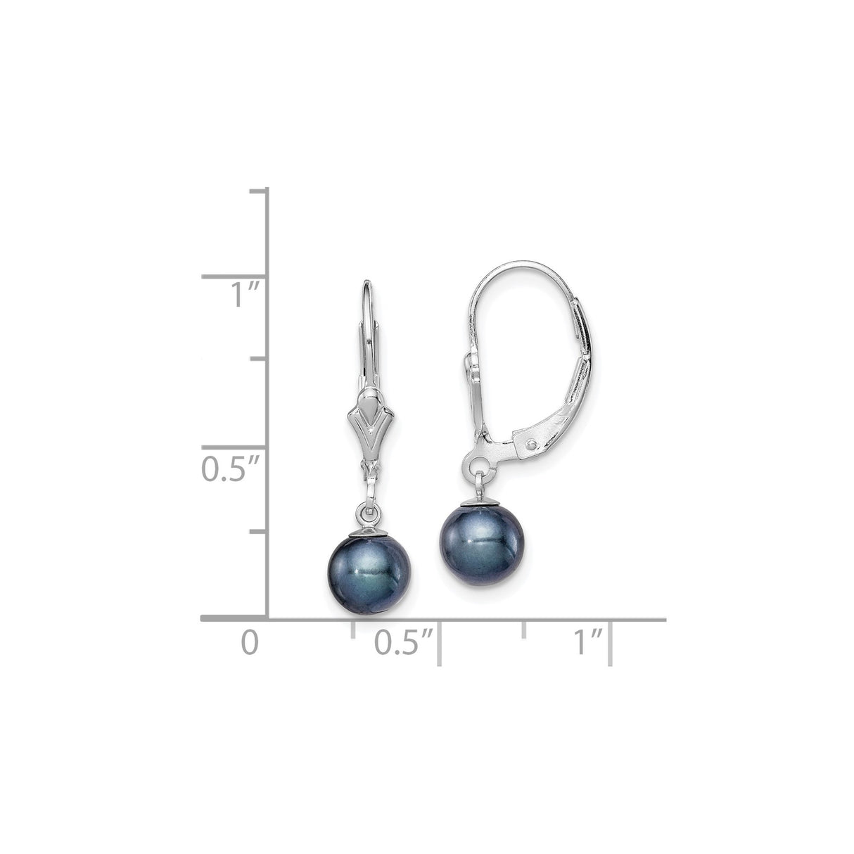 Sterling Silver Drop Earrings with Black Freshwater Pearls, Minimalist Leverback Design