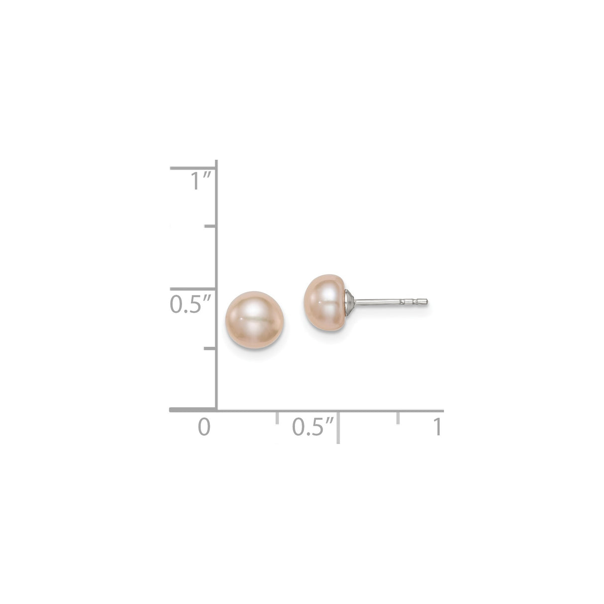 Sterling Silver Stud Earrings with Light Pink Freshwater Cultured Button Pearls, Classic Design