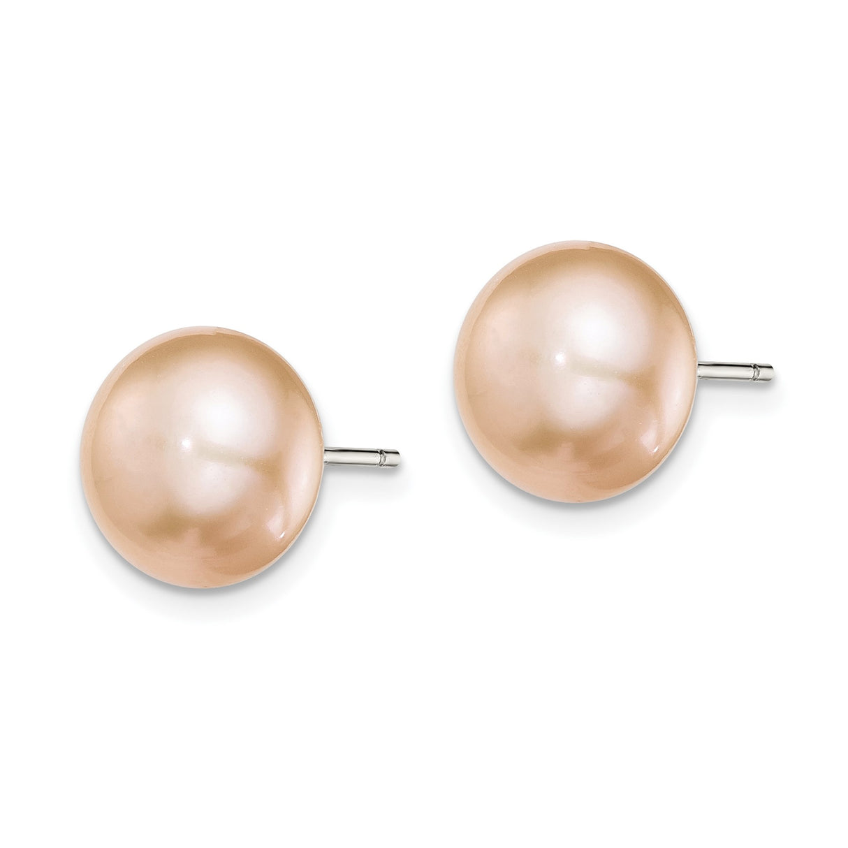 Sterling Silver Stud Earrings with Pink Freshwater Pearls, Classic Bridal Jewelry for Women