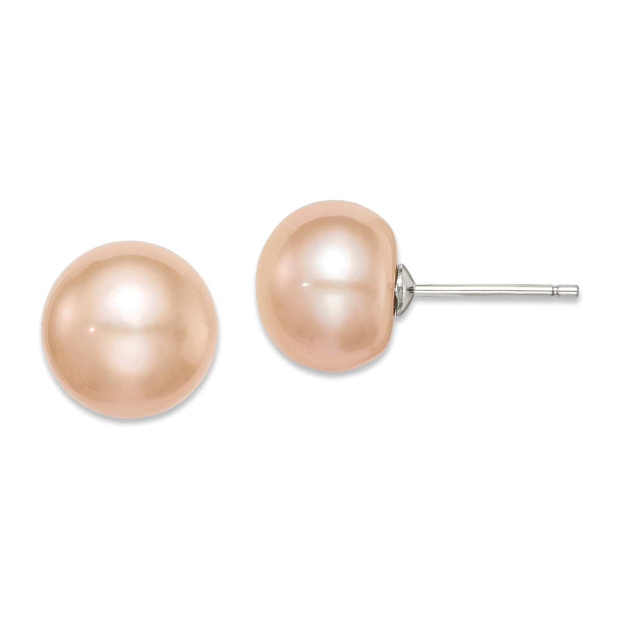 Sterling Silver Stud Earrings with Pink Freshwater Pearls, Classic Bridal Jewelry for Women