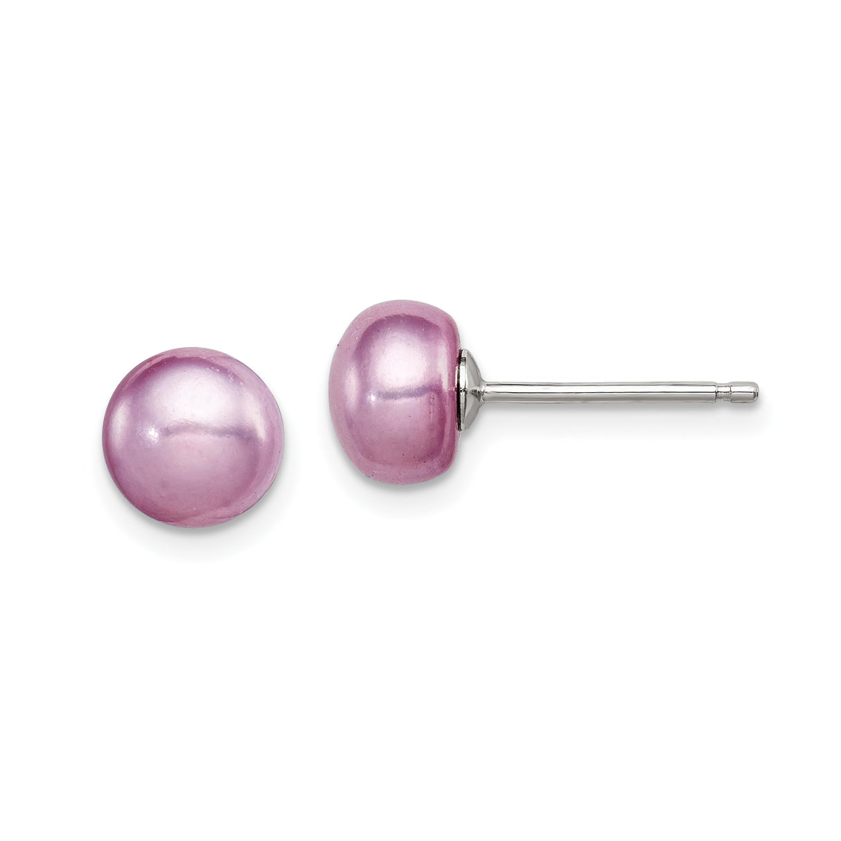 Sterling Silver Pearl Stud Earrings, Round Freshwater Pink Pearls, Minimalist Dainty Style