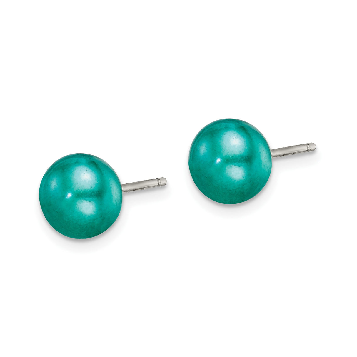 Sterling Silver Stud Earrings with Turquoise Cabochons, Minimalist Boho Style