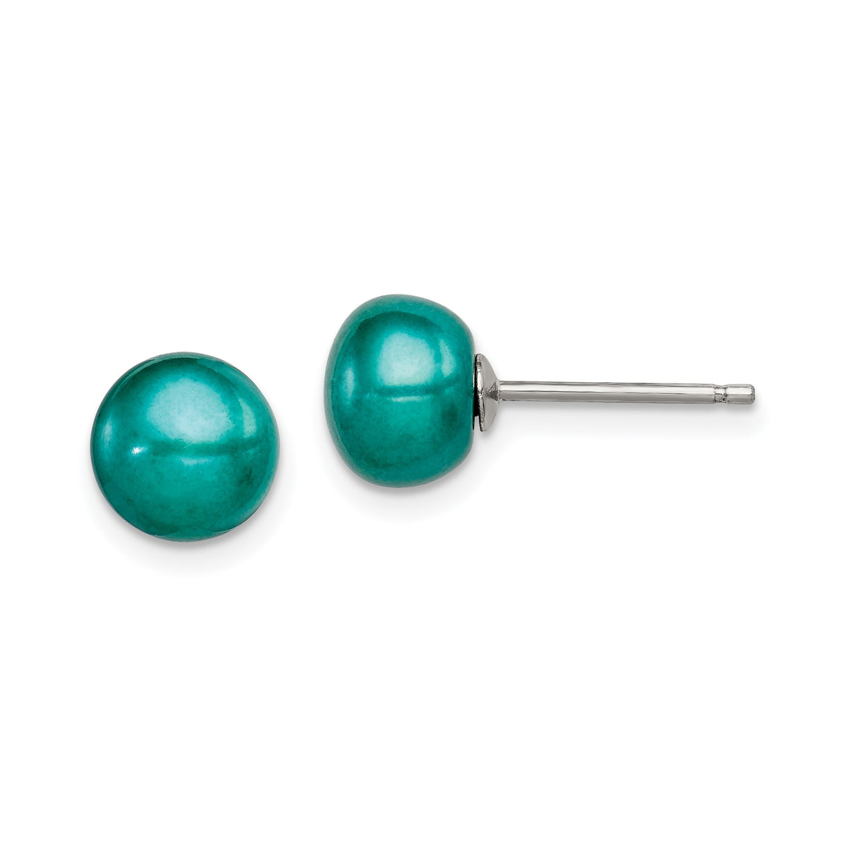 Sterling Silver Stud Earrings with Turquoise Cabochons, Minimalist Boho Style