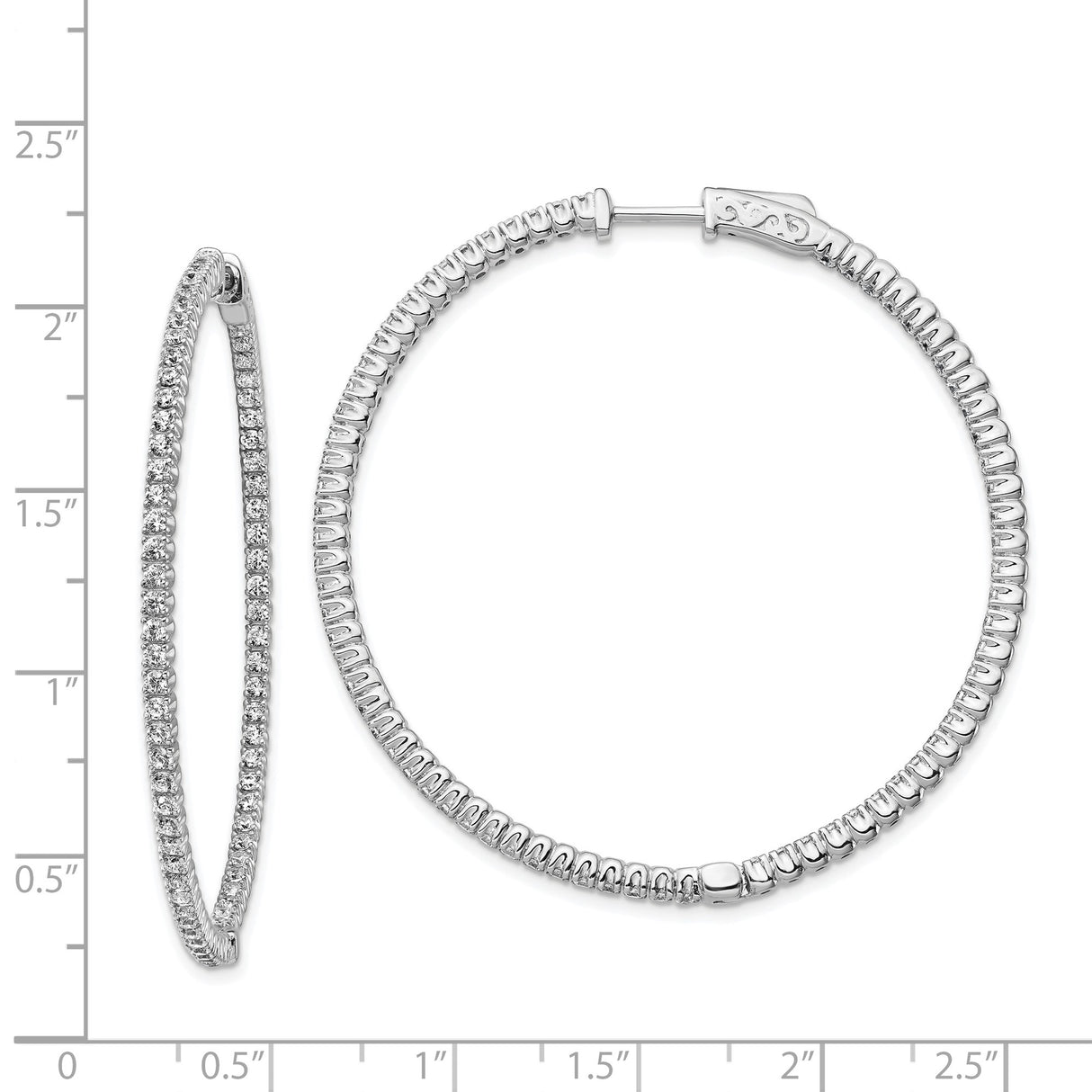 Sterling Silver Hoop Earrings with Pavé Cubic Zirconia, Sleek Hinged Design for Women
