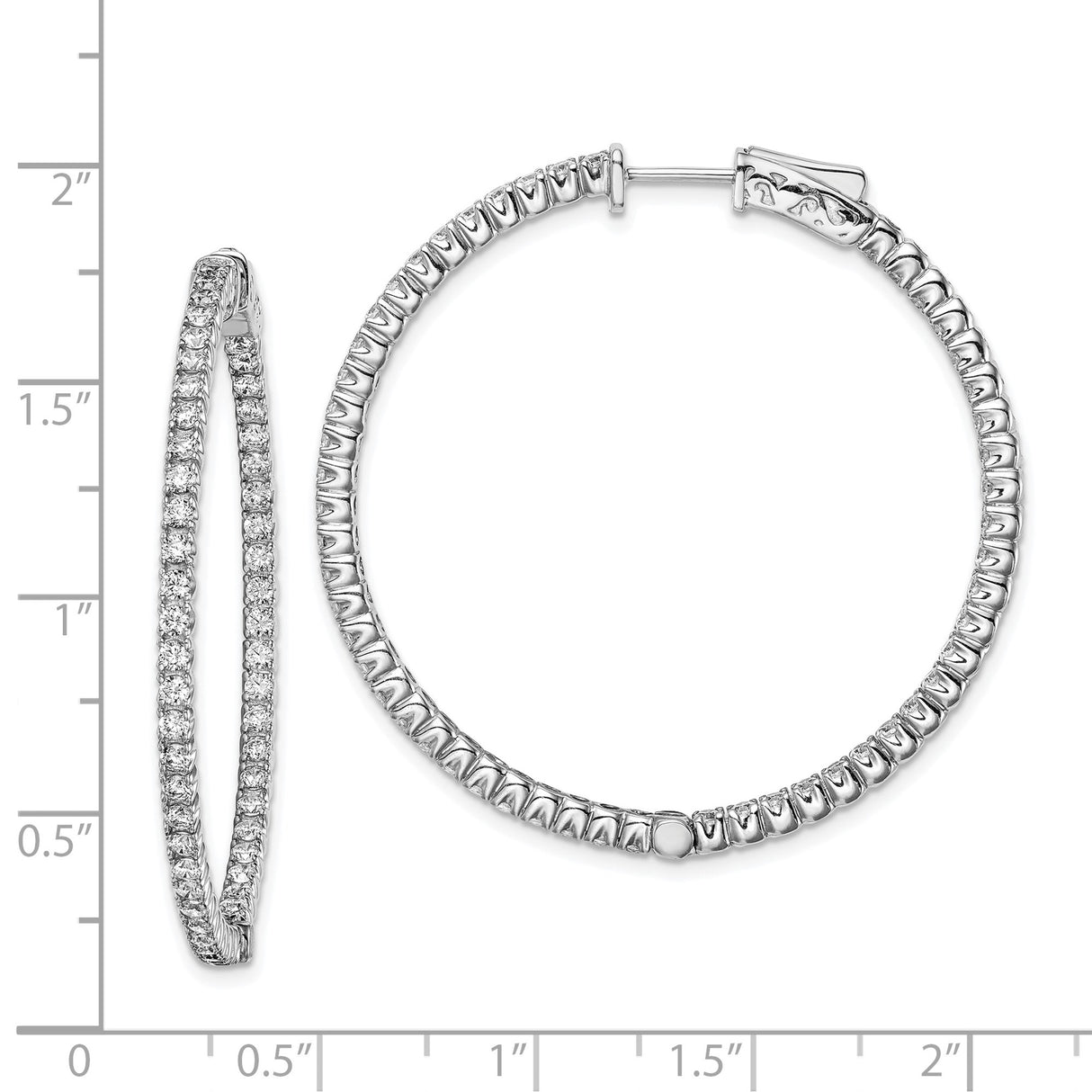 Sterling Silver Hoop Earrings with Cubic Zirconia, Textured High Polish Finish, Lightweight Design