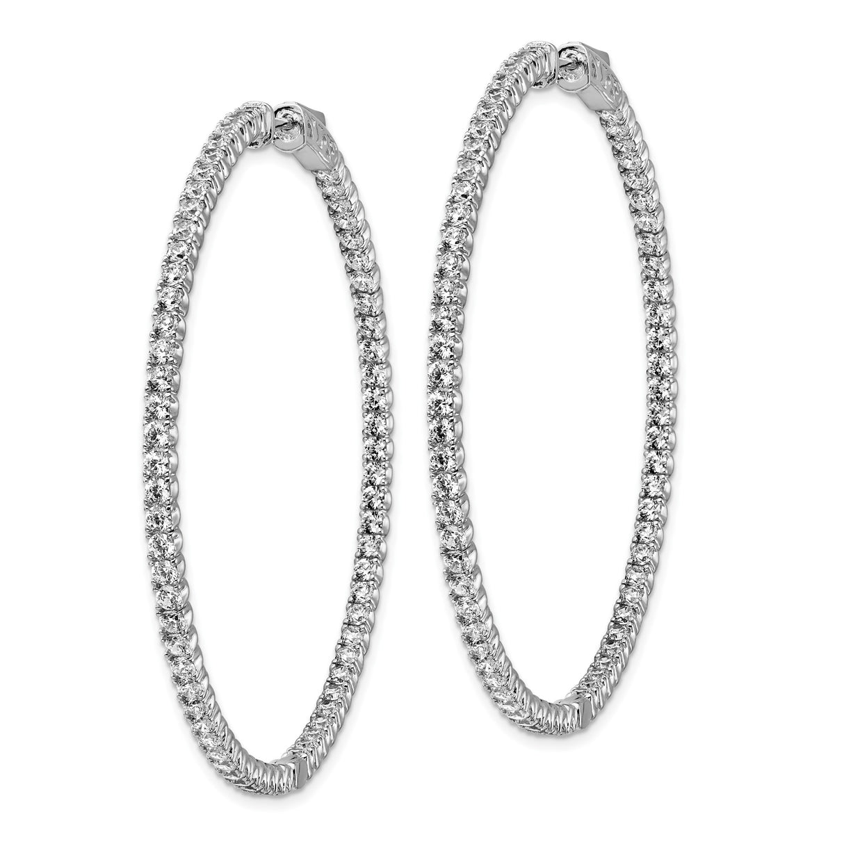 Sterling Silver Hoop Earrings with Cubic Zirconia Pavé Setting, Classic Full Circle Design for Women