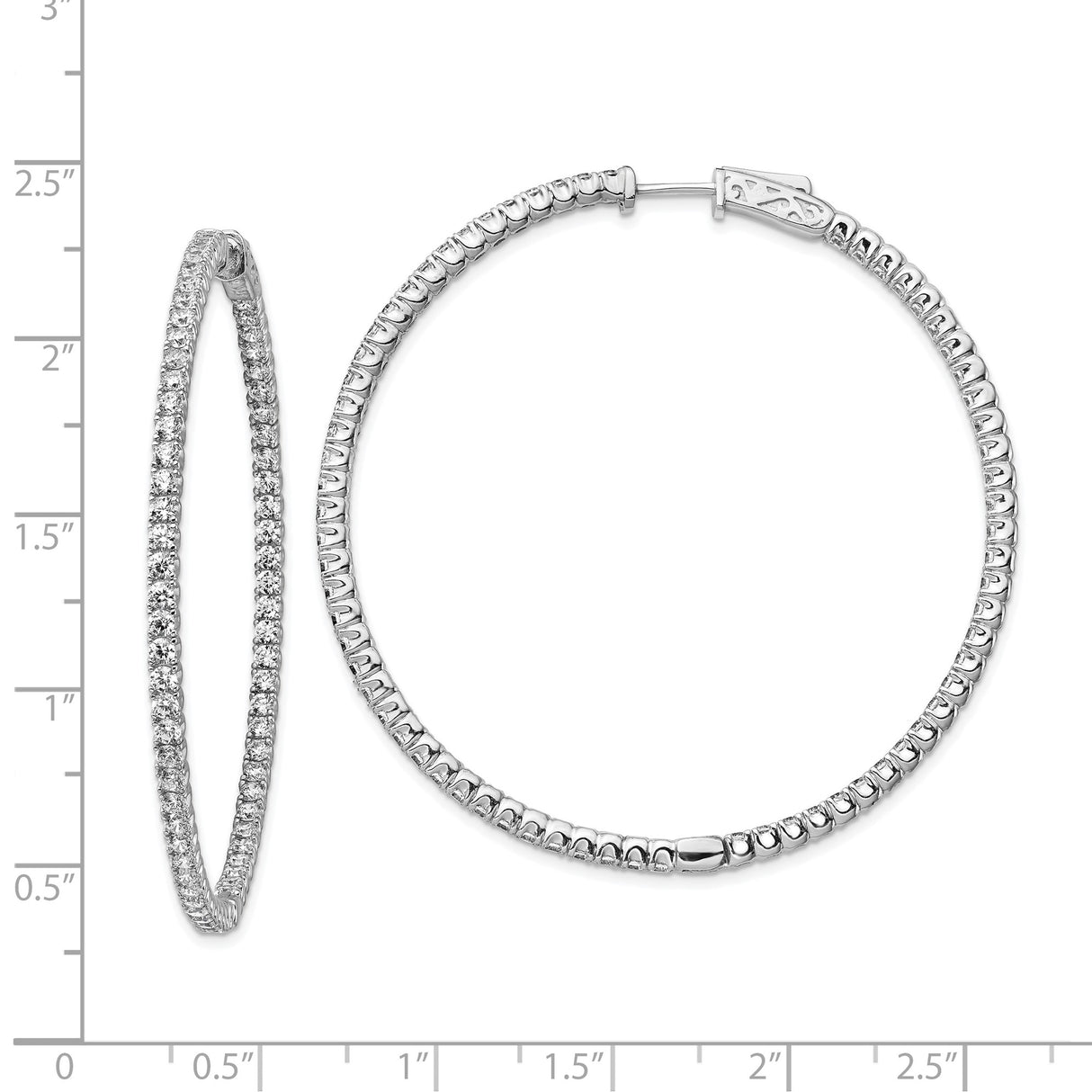 Sterling Silver Hoop Earrings with Cubic Zirconia Pavé Setting, Classic Full Circle Design for Women