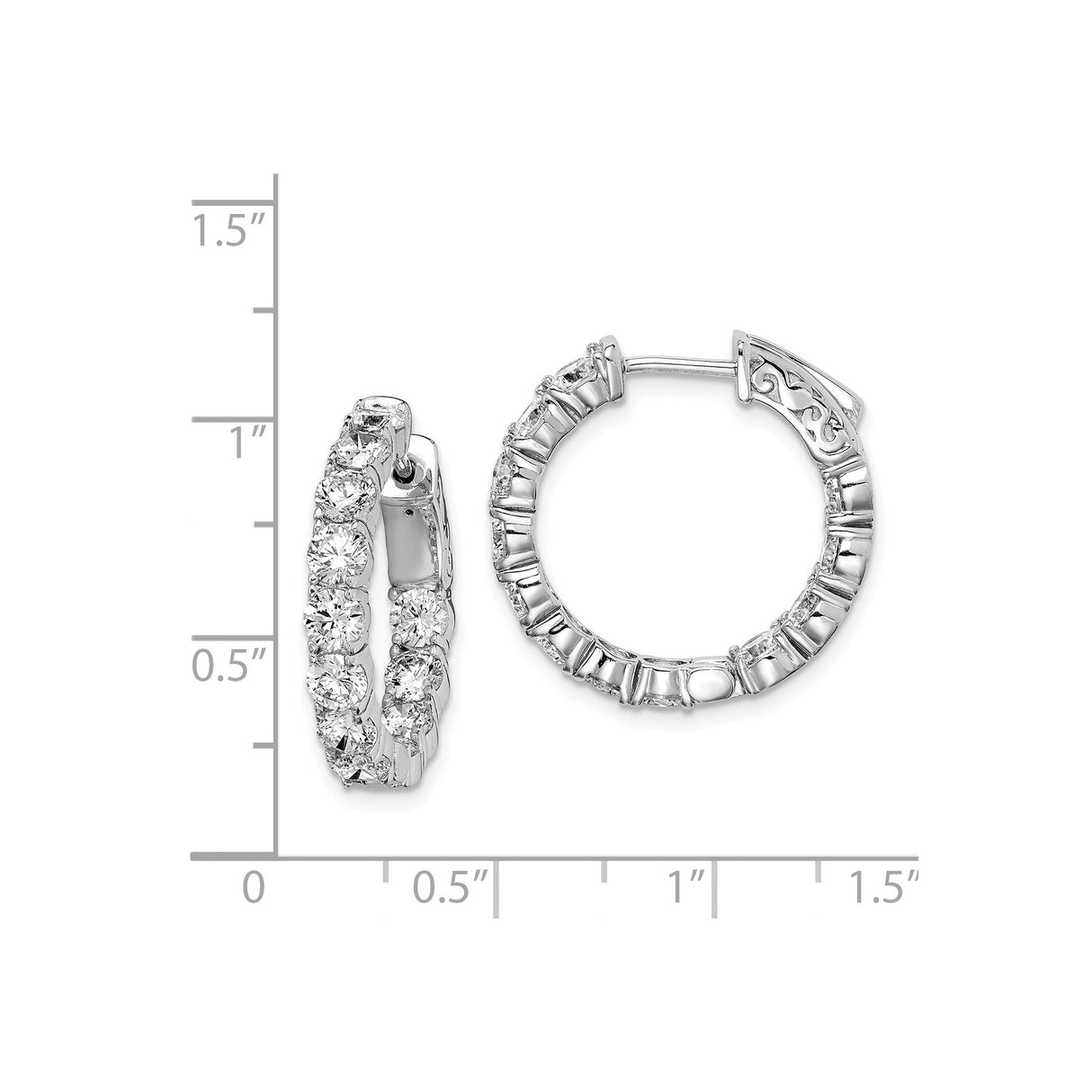 Sterling Silver Hoop Earrings with Cubic Zirconia Channel Setting, Full Circle Design