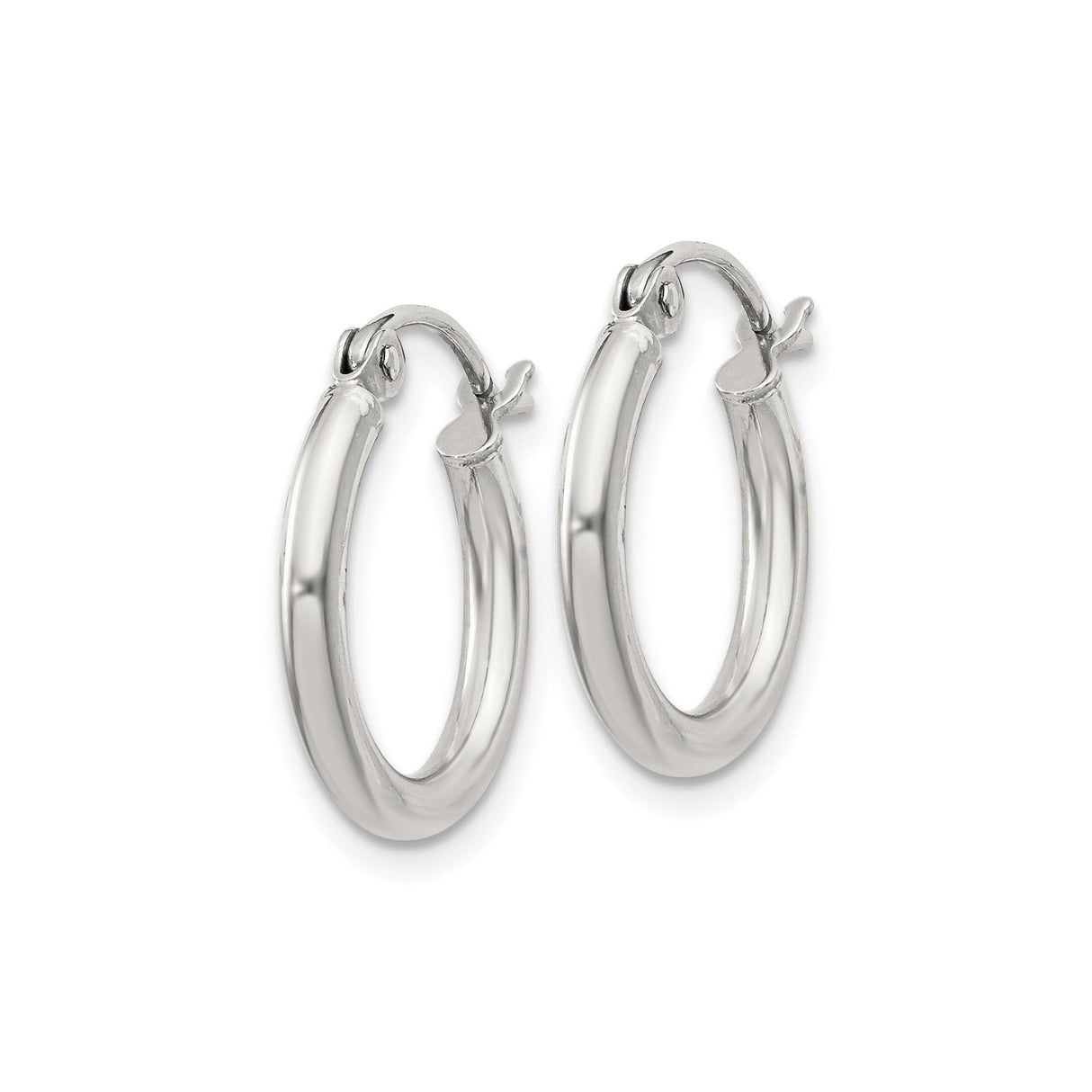 Sterling Silver Hoop Earrings, Classic Polished Medium Round Style for Women