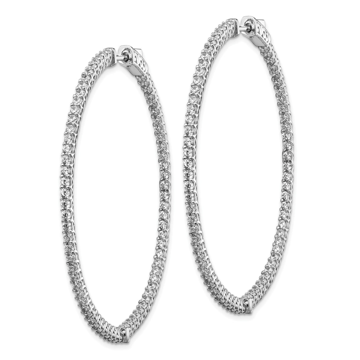 Sterling Silver Hoop Earrings with Cubic Zirconia, Woven Lattice Design
