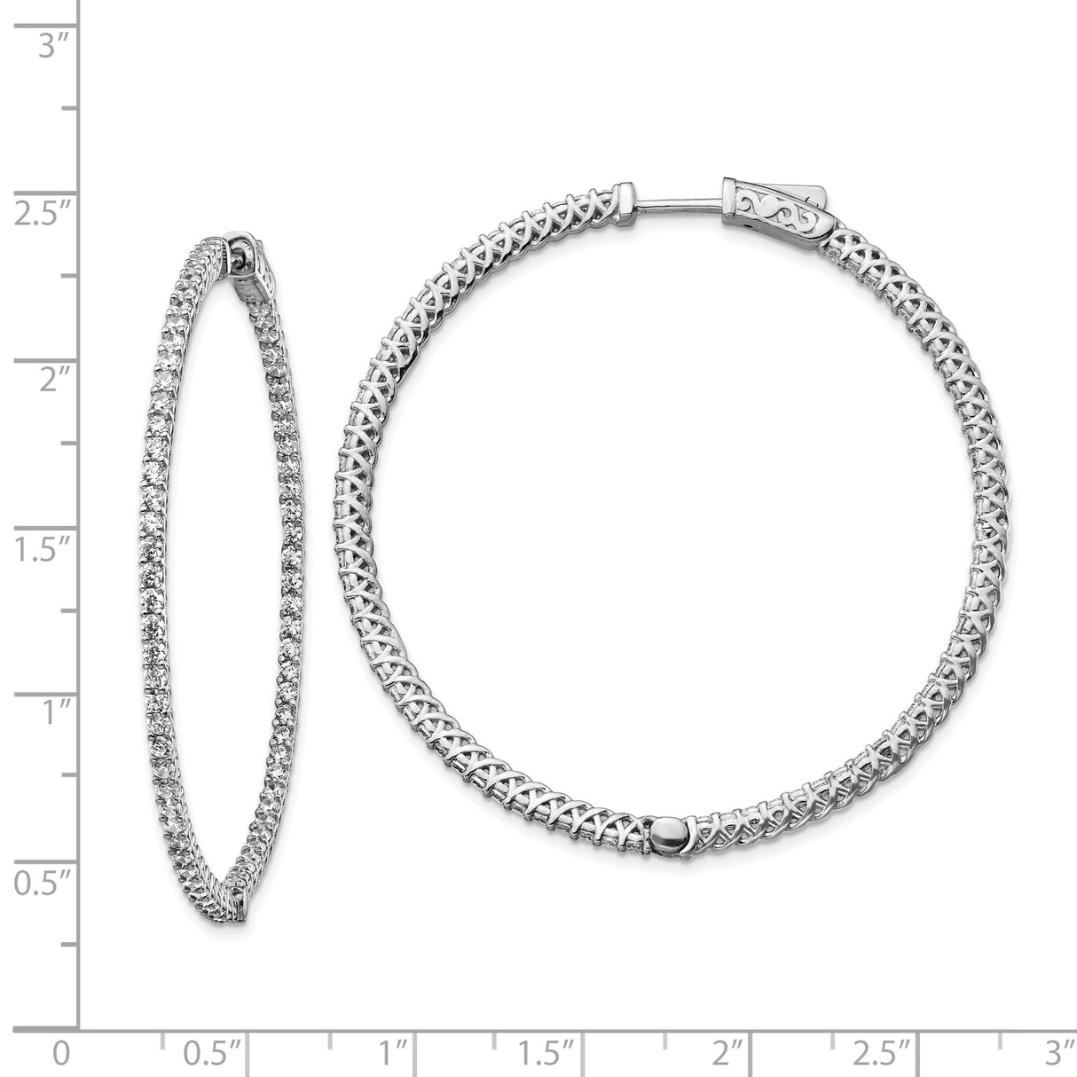 Sterling Silver Hoop Earrings with Cubic Zirconia, Woven Lattice Design