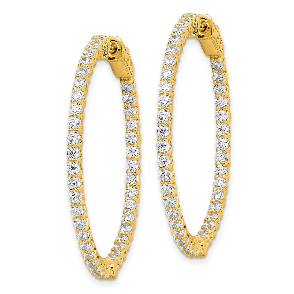 Sterling Silver Crisscross Hoop Earrings with Cubic Zirconia, Gold Plated Evening Style
