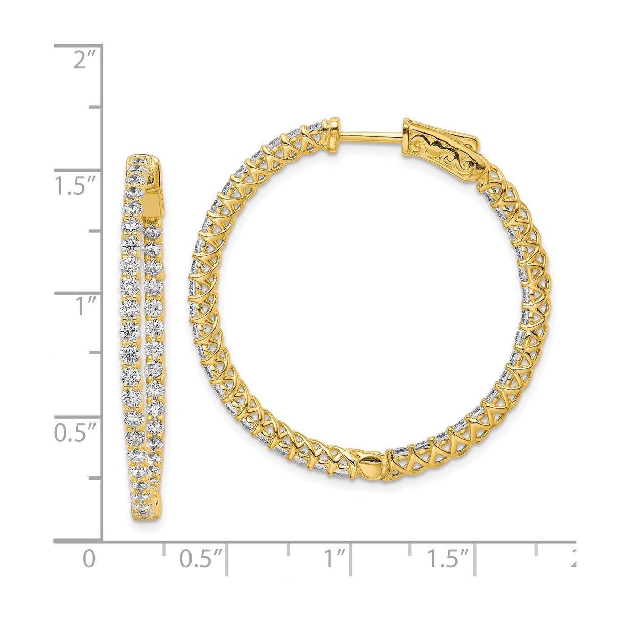 Sterling Silver Crisscross Hoop Earrings with Cubic Zirconia, Gold Plated Evening Style